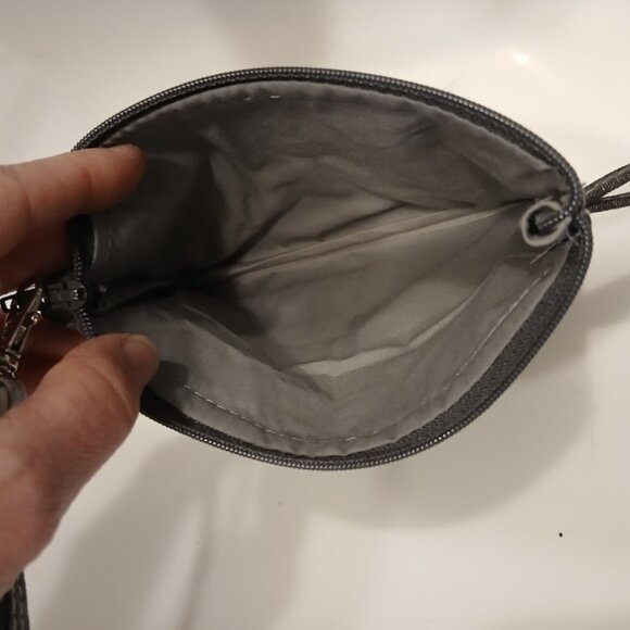 New Canvas Abstract Coin Purse Wristlet Wallet Pouch Gray Black hanging pouch - Picture 4 of 4